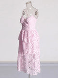Fashion French Dress Women's 2025 Spring High-End Women's Dress Sexy Lace Hollow Sling