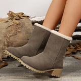 Short Boots Women's Boots Thick And High Heel Snow Boots Large Cotton