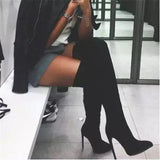 Knee-High And Knee-High Women's New Large Size 43 Velvet Fine And Elastic Boots Plus Velvet