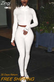 Sexy Sporty Two Piece Set Sexy Bodycon Embroidery Ribbed Knit Tracksuit Fall Winter Casual Clothes for