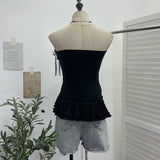 Kitten Print Bow Sweetheart Hottie With Chest Pads With Chest Bra Vest Wooden Ear Top