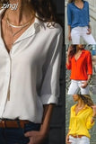 Tops Women's Long Sleeve V-neck Button Chiffon Shirt Office Loose Fashion Long Sleeve Shirts Female Tops Blusas