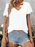 And Summer New Loose V-Neck Back Hollow Cross-With Short-Sleeved
