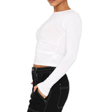New Set-Up Bottom Shirt For Women Winter Solid Color Bottom Collar T-Shirt Sexy Hot Girl Slim Thin Long