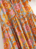 Women's Gold Tea Flower Chest With Short-Sleeved Dress