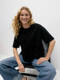Spring And Summer New Pure Cotton Collar 100-Fold T-Shirt Top Women Soft And Loose Leisure