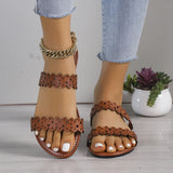 Zingj New Hollow Flat Bottom Slippers Female Summer Wear Casual One Word Large Size