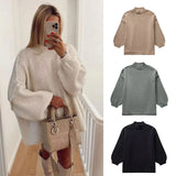 Women's ZA Street Fashion Multi-Colored Half-Neck Knitwear