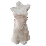 Pajamas Female New Pure-Want High-End Ice Slings Butterfly Prints Thin Ribbon Ribbon Ribbon Ajaback Aja Skirt Private