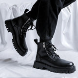 2025 New Youth Cylinder Round Head High Help Thick Bottom Men With Big Head Trend Martin Boots