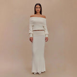 Women's Clothing 2025 Autumn New Breast-Wear Sexy Open Shoulder Half-Dress Suit
