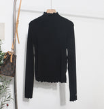 High-Necked Bottomed Shirt Women's Autumn And Winter New Bow Embroidery Inside The Top Of The Jacket T-Shirt