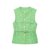 Women's Clothing 2025 Spring/Summer Button Collar Sleeveless Vest Topess Female