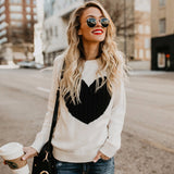 And Winter With The New Women's Knitted Shirt Round-Neck Fashion Jacket Love Sweater Women's