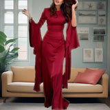 Summer New Round Collar Horn Sleeve Women's Sexy Dress Dress