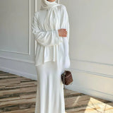 2025 New Middle East Wearing Women's Long-Sleeved Skirt Dress Fashion