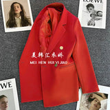 Zingj Suit Jacket Female 2024 Spring And Autumn Double-Breasted Green Suit Temperament Show Thin Web Celebrity Fried Street Clothes