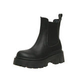 British Style Mid Tube Boots-Outfit