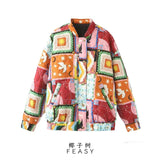 Women's Clothing 2025 Autumn New French Retro Print Quilt Cotton