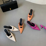 Toe Half Slippers Women's 2021 Spring and Summer New Pointed Toe Outer Wear Thin Heeled Shoes Sandals Women's