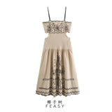 Women's Clothing 2025 Summer New Cotton Embroidery Sling