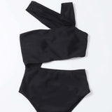 2024 New Sexy Shoulder-Style Thoracic Hollow Solid-Colored Swimsuit Bikini