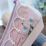 Zingj Shoes, Hanfu Shoes Single Shoes / Cotton Shoes Ancient Costume Ming Embroidered Cloth Shoes Warped Head