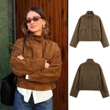 Explosive Women's Fashion Loose Zipper Trim Collar Velvet Jacket