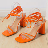 Sandals Women's Large-Size Summer New Square Ankle Straps With High-Heeled