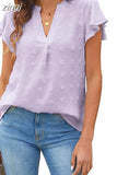 Sleeve Casual V-neck Summer Blouse Ladies Tops Fashion Women Outfits Chiffon Shirt Casual Loose Clothing Elegant New