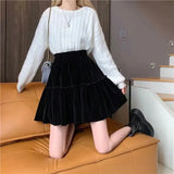 Black Velvet Mini Skirt- Outfit