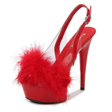 Zingj MAO Hair Hate Day High Nightclub Heel Stiletto 15CM Car Model Sandals Female Runway Steel