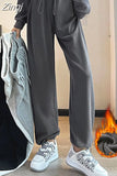Winter Warm Sweatpants Women Fleece Trousers Solid Lose Thick Casual Pants Winter Warm Women Fleece Cotton