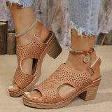 Sandals Women Large-Size Cool Slippers Thick-Soled Fish-Mouthed Sandals Women Hollow Buckle Fashion Roman Sandals