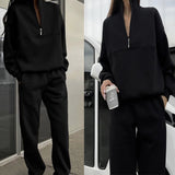 Women's New Casual Fashion Thicken Long-Sleeved Trousers Two