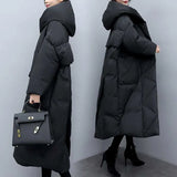 Winter Dress New Large-Size Korean Version Of Loose Long Over-Cheek Black Down Cotton Coat Women