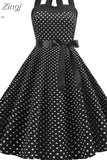 Polka Dot Halter Vintage Dress 50s 60s Gothic Pin Up Rockabilly Dress Robe Femme Sexy Retro Party