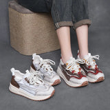 Layer Cowhedry Breathable Mesh Color Old Dad Shoes Women In Spring 2025 New Thick-Bottomed Sports Leisure Single