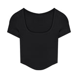 Zingj T-Shirt Women's 2024 New Irregular High Waist Sexy Hot Girl Short Tight Show Thin Short Sleeve