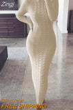 Women's Cable Knit Long Sweater Dress Crewneck Long Sleeve Solid Ribbed Bodycon Sweater Pullover Midi Jumper