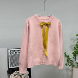 Gold Buckle Simple Knitted Cardigan 2025 Spring New Round-Neck Short Sweater