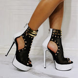 Rivet Fishing Net Roman Water Table Fine Heel Size 46 High Heel Sandals
