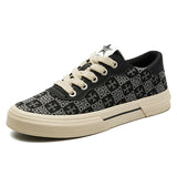 Autumn New Men's Shoes Fashion Small Casual Men's Canvas Shoes Print Low-Top Flat-Bottomed