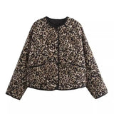 Women's Explosive Leopard Print Round-Neck Jacket Cotton