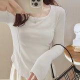 Zingj Velvet Inside The Bottom Shirt Female 2024 Autumn And Winter Long-Sleeved T-Shirt Slim Show Thin Design Sense Of Foreign Style Student Jacket