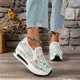 Women 2025 Spring Korean Version Of The New Lace Mesh Casual Heel High-Shoe High-Shoe Women's Single