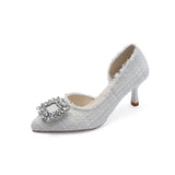 Women 2025 Summer New Small Design French Pointed Shoes With Small Fragrant Feng Shui Drilling