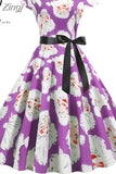 Christmas Women Summer Short Sleeve Elegant Vintage Xmas Party Dresses Robe Femme Casual Vestidos with