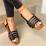 Version Of The Big-Size Flat Patent Leather Sandals Women's New Exterior Wearing Hollow Beach Cool