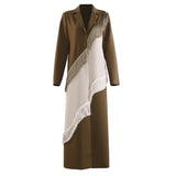Early Autumn Heavy Industry Tuxedo Splicing Suit Personality Cut Long Coat Female